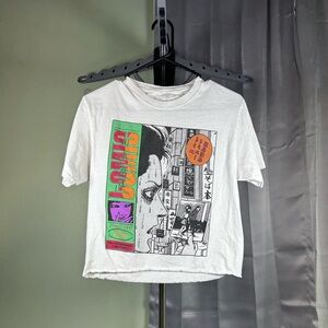 White Short Sleeve Tee with Bold Graphic Print